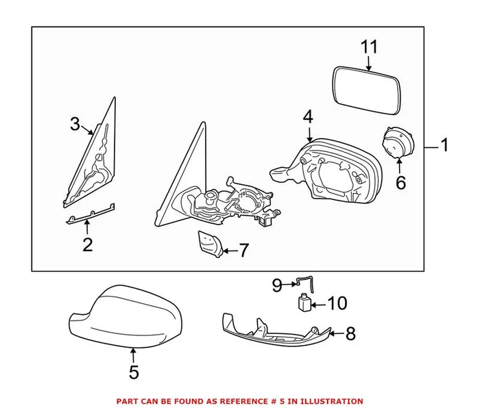 Genuine BMW 51162997538 – Door Mirror Cover (Front Right Upper)
