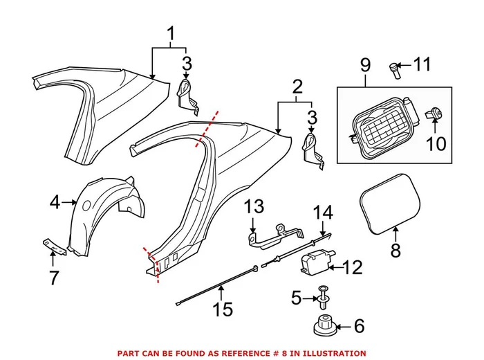 Genuine BMW 51177034281 – Fuel Filler Door (Rear)