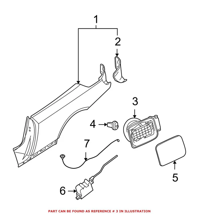 Genuine BMW 51177144330 – Fuel Filler Housing (Rear)