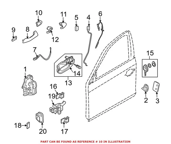 Genuine BMW 51213403758 – Exterior Door Handle Base (Front Right Outer)