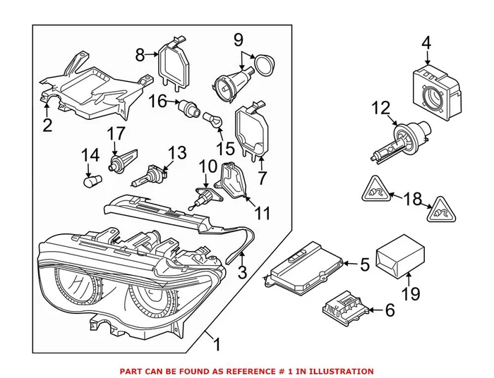 Genuine BMW 63127164721 – Headlight Assembly (Front Left)
