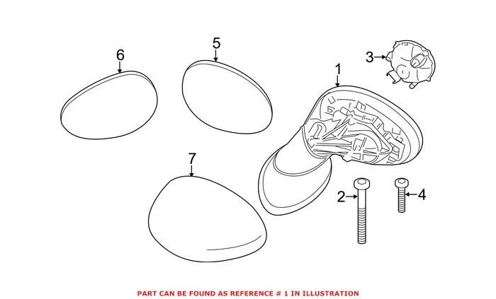 Genuine Mini 51169805008 – Door Mirror Base (Front Right)