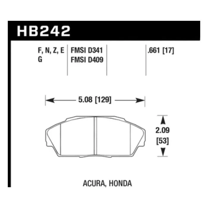 Hawk 86-01 Acura (Various) / 88-93 Honda (Various) DTC-60 Race Front Brake Pads – HB242G.661