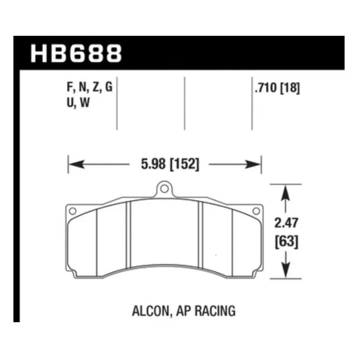 Hawk AP Racing / Stoptech / Alcon DTC-60 Race Brake Pads – HB688G.710