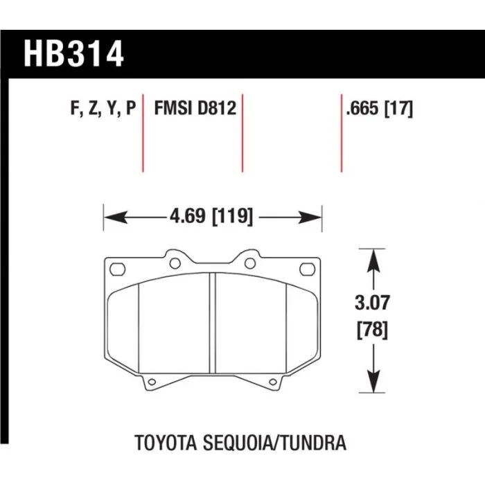 Hawk Performance Disc Brake Pad Toyota Front- HB314P.665