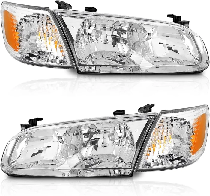 Headlight & Amber Corner Lamp Assembly Pair for 2000-2001 Toyota Camry – Compatible with Toyota Camry 2000 2001