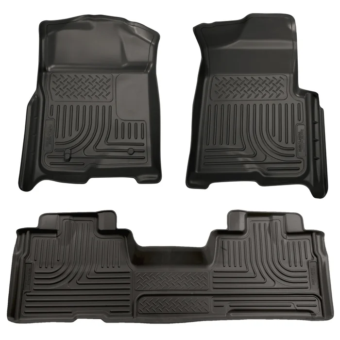 Husky Liners Front & 2nd Row F-150 SuperCab No Manual Shifter (Footwell Coverage) WeatherBeater Black – 98341