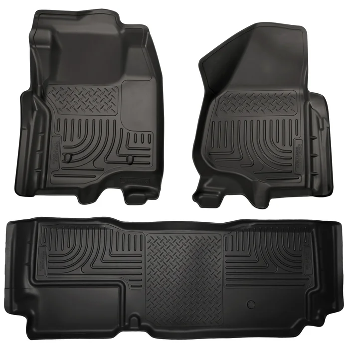Husky Liners Front & 2nd Row F Series Super Duty SuperCab (Footwell Coverage) WeatherBeater Black – 99721