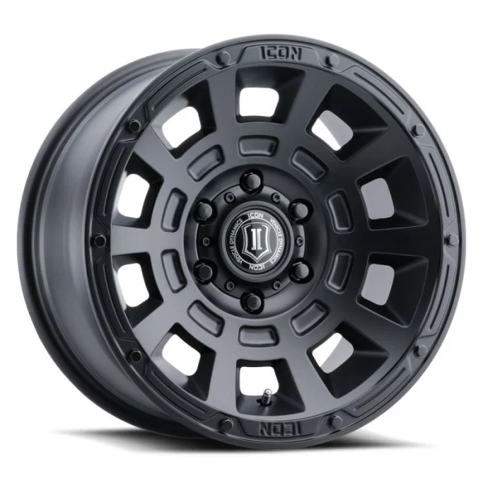 ICON Thrust 17×8.5 6×5.5 0mm Offset 4.75in BS Satin Black Wheel – 2817858347SB