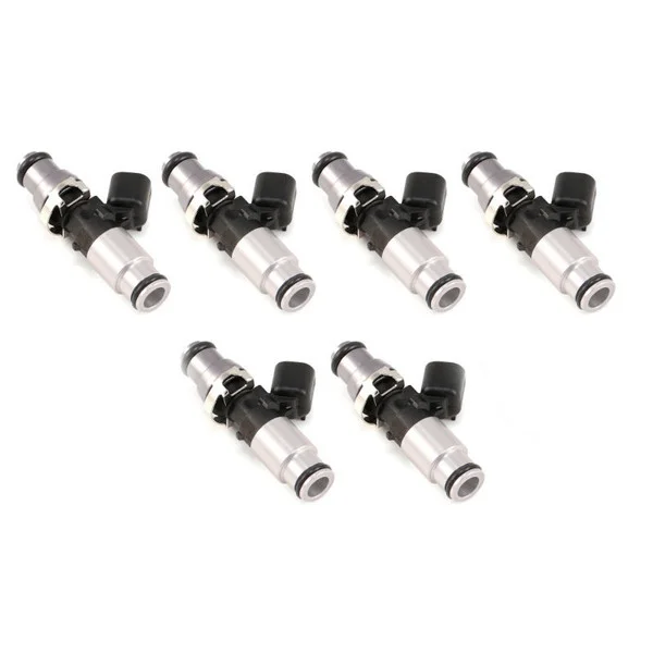 Injector Dynamics 1050X Injectors 14mm (Grey) Adaptor Top – (Silver) Bottom Adapter (Set of 6) – 1050.60.14.14B.6