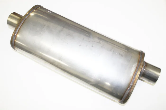 JBA Universal Straight-Through Style 304SS Muffler 18x8x5 2.5in Inlet Diameter Offset/Center