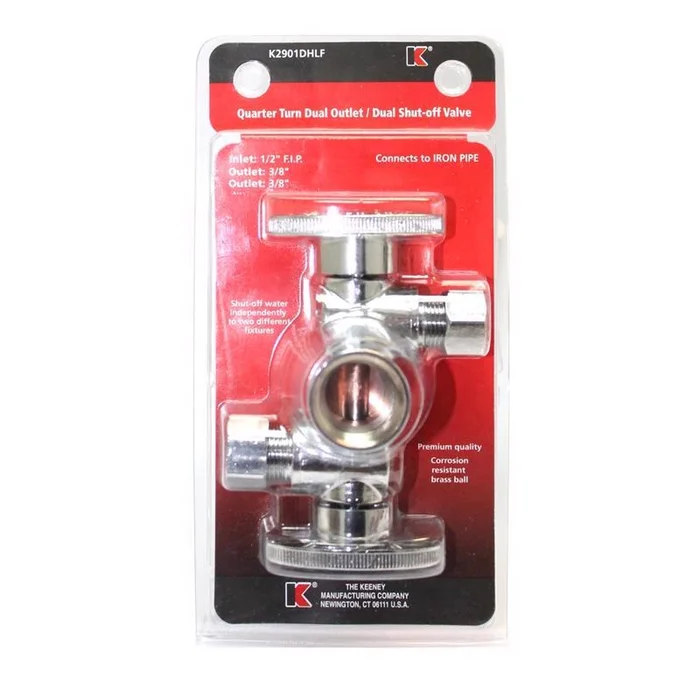 Keeney – K2901DHLF – 1/2 in. FIP x 3/8 in. Compression Brass Dual Shut-Off Valve