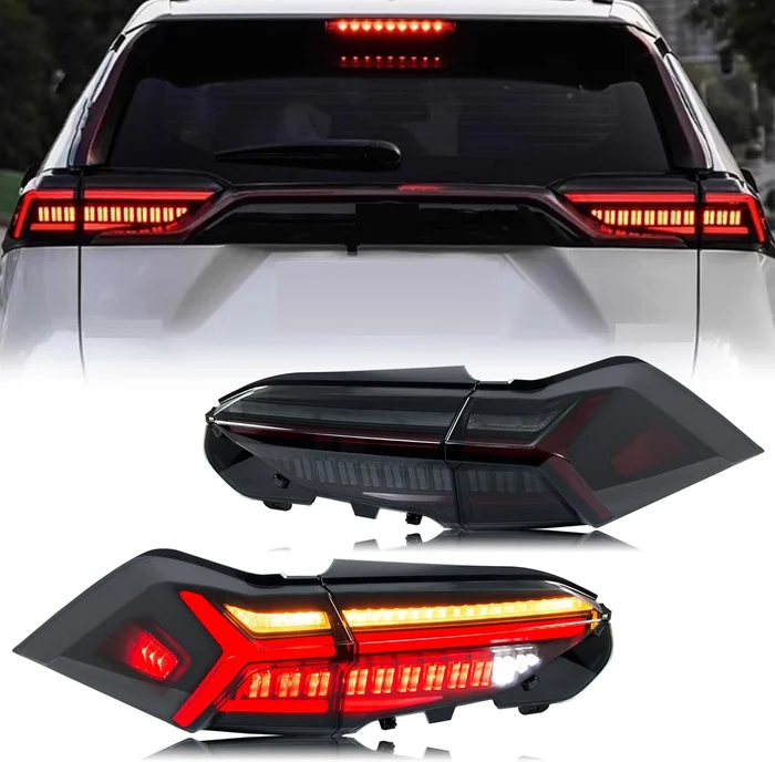 LED Tail Lights For Toyota RAV4 2019-2024 Start-up Animation Sequential Turn Signal Rear Lamps