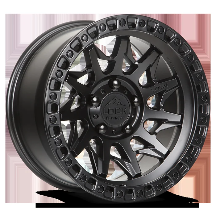 Lock Offroad Lunatic 20×9 5×127 0et 71.5 Matte Black w/ Matte Black Ring Wheel