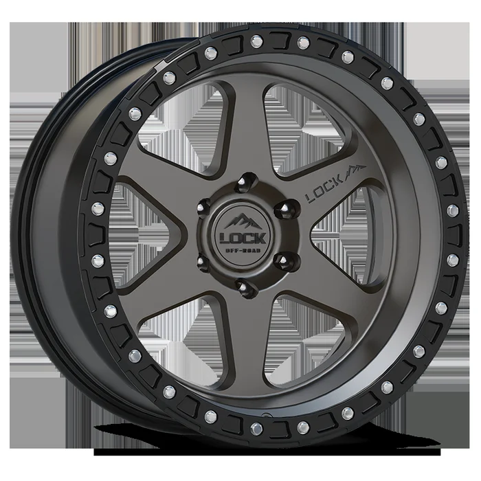 Lock Offroad Olympus 18×9 5×127 +1et 71.5 Matte Gray w/ Matte Black Ring Wheel