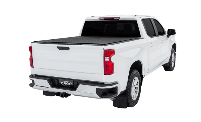 LOMAX Stance Hard Tri-Fold Cover For Chevy/GMC Silverado/Sierra 1500/2500/3500, Standard Bed, Black Diamond Mist Finish, Split Rail – G4020039