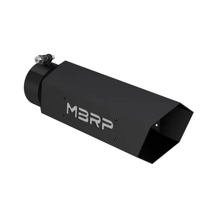 MBRP Universal Hex Tip 4in Inlet 16in Length w/ Logo – Black Coated