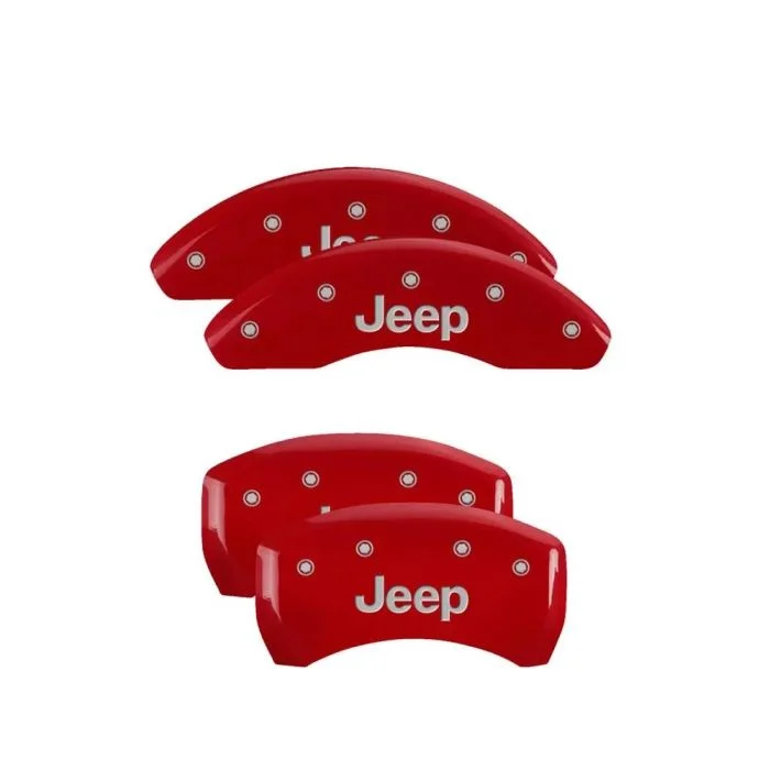 MGP 4 Caliper Covers Engraved Front & Rear JEEP Red finish silver ch – 42013SJEPRD