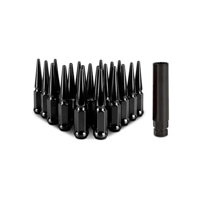 Mishimoto Mishimoto Steel Spiked Lug Nuts M14 x 1.5 24pc Set Black – MMLG-SP1415-24BK