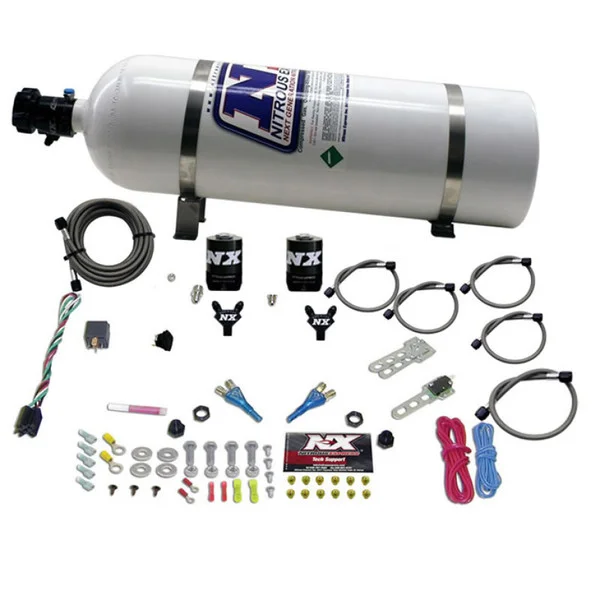 Nitrous Express Dual Nozzle Sport Compact Nitrous Kit (35-50-75HP) w/15lb Bottle – 20616-15