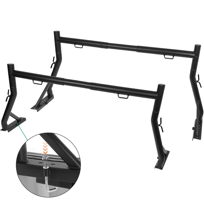 Non-Drilling Truck Rack, Heavy Duty Steel Extendable Truck Bed Ladder Rack, Fit for 52″ to 71″ Wide Truck Bed, 800 lb. Capacity
