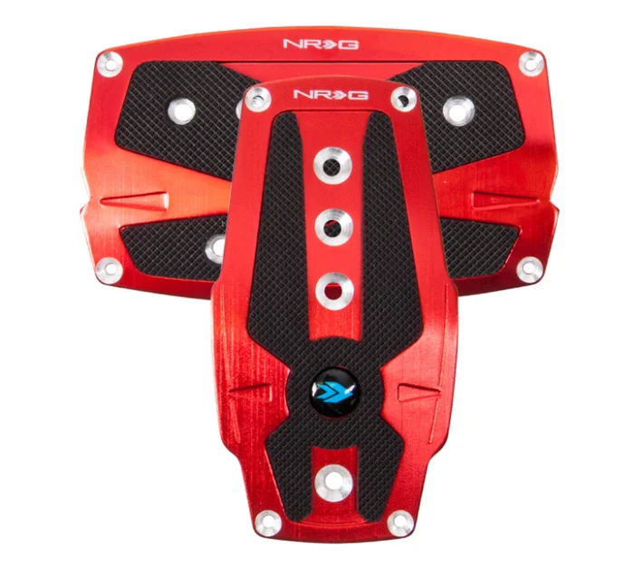 NRG Brushed Aluminum Sport Pedal A/T – Red w/Black Rubber Inserts