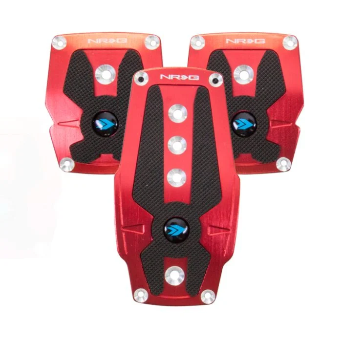 NRG Brushed Aluminum Sport Pedal M/T – Red w/Black Rubber Inserts – PDL-200RD