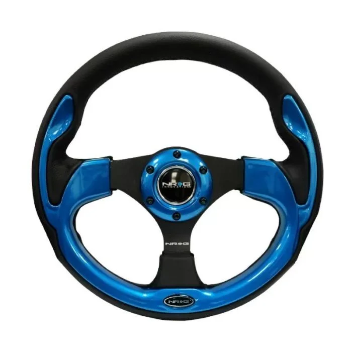 NRG Reinforced Steering Wheel (320mm) Blk w/Blue Trim – RST-001BL
