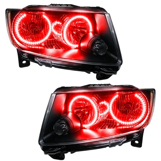 Oracle 11-13 Jeep Grand Cherokee Pre-Assembled Halo Headlights (Non HID) Chrome – Red