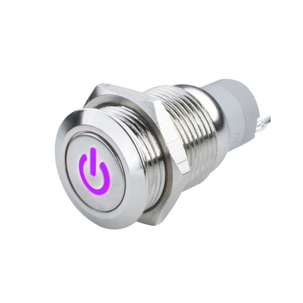 Oracle Pre-Wired Power Symbol Momentary Flush Mount LED Switch – UV/Purple – 2050-007