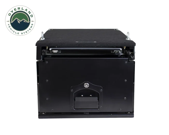 Overland Vehicle Systems Cargo Box With Slide Out Drawer & Working Station Size Black Powder Coat Universal – 21010201
