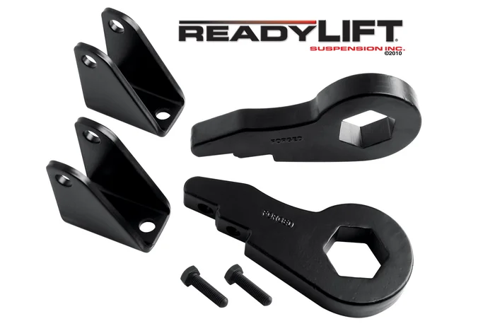 ReadyLIFT 05-07 Silverado/Sierra 1500, 05-10 Silverado/Sierra 2500/3500, 05-12 Suburban/Yukon XL Front Leveling Kit 2.5 in. Lift w/Forged Torsion Key/Adjusting Bolts/Shock Extension Brackets – 66-3050