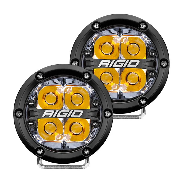 RIGID 360-Series 4 in. LED Off-Road, Spot w/ Amber Backlight (Pair) – 36114