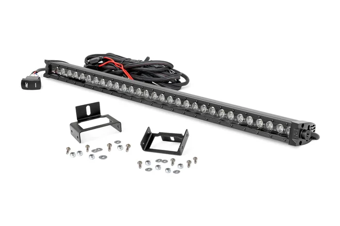 Rough Country 70530BLDRL LED Light Kit | Grill | 30″ Black Single Row | White DRL | Ford F-250/F-350 Super Duty (11-16)