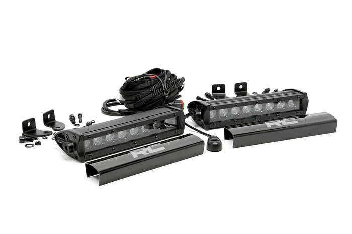 Rough Country 70728BL 8 Inch Black Series LED Light Bar | Single Row | Pair