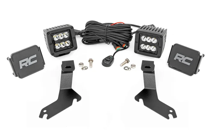 Rough Country 82282 LED Light Kit | Ditch Mount | 2″ Black Pair | Spot | Chevy Silverado 1500 (99-06)