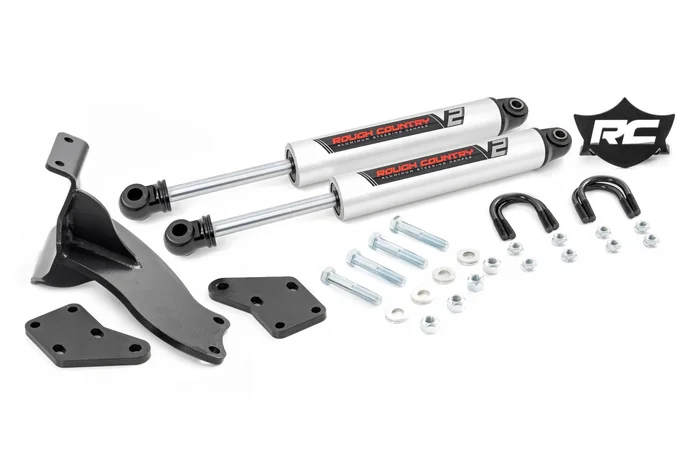Rough Country 8749470 V2 Steering Stabilizer | Dual | 2.5-8 Inch Lift | Ram 2500 (14-25)/3500 (13-25)