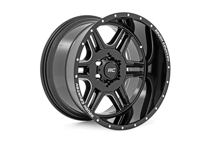 Rough Country 92 Series Wheel | Machined One-Piece | Gloss Black | 22×12 | 6×135 | -44mm