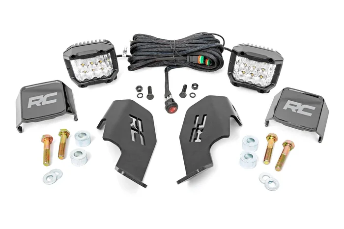 Rough Country 92035 LED Light Kit | Cage Mount | 2″ Chrome Pair | Wide Angle | Honda Talon 1000R
