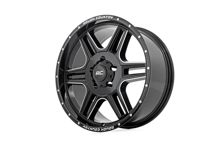 Rough Country 92200912 Rough Country 92 Series Wheel | Machined One-Piece | Gloss Black | 20×9 | 6×5.5 | +0mm