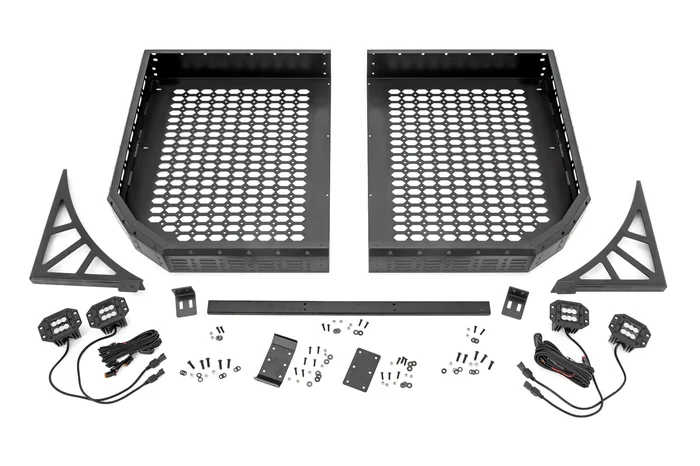 Rough Country 93057 Cargo Rack | Dual 2″ Black LED Pairs | Flush Mount | Polaris Ranger XP 1000