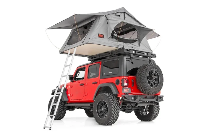 Rough Country 99049 Roof Top Tent | Rack Mount | 12 Volt Accessory w/Ladder Extension & LED Light Kit