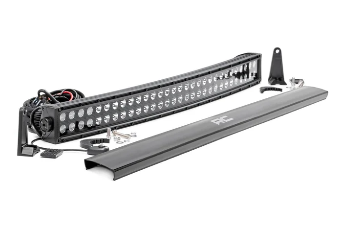Rough Country Black Series LED Light Bar, 30 in., Curved, Dual Row – 72930BL