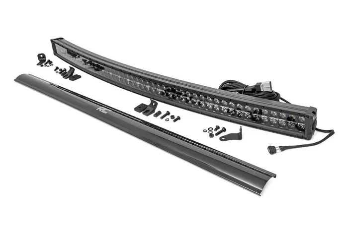Rough Country Black Series LED Light Bar, 50 in., Curved, Dual Row, w/ White DRL – 72950BD