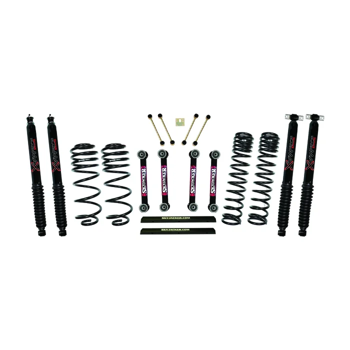 SkyJacker 03-06 Jeep TJ/LJ 4in. Lift Kit Dual Rate Long Travel One Box Kit w/OE Style Front and Rear Lower Links – TJ403BPBLT