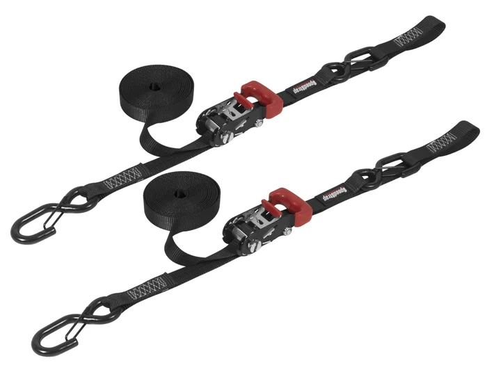 SpeedStrap Ratchet 1 in. x 15 ft. Tie Down w/ Snap 'S' Hooks and Soft Tie (Black; Pair) – 11801-2