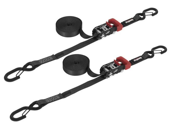 SpeedStrap Ratchet 1 in. x 15 ft. Tie Down w/ Snap 'S' Hooks (Black; Pair) – 11501-2