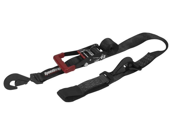 SpeedStrap Ratchet 2 in. x 10 ft. Tie Down w/ Twisted Snap Hooks and Axle Strap (Black; Single) – 27011