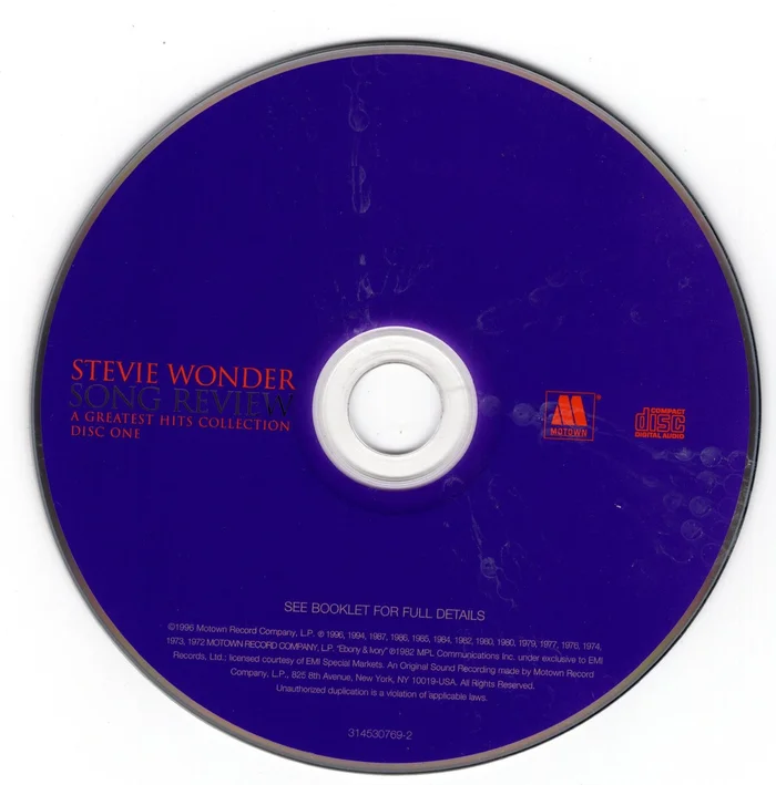 Stevie Wonder Song Review Greatest Hits Disc 1 Only CD Professionally Cleaned
