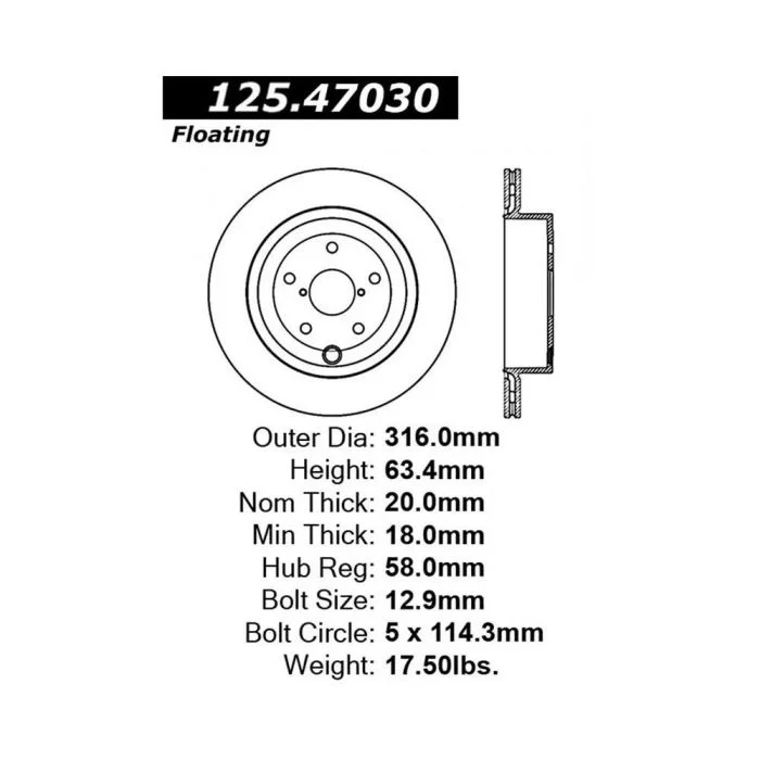 Stoptech 08-10 Subaru Impreza WRX STi Rear Premium High-Carbon CRYO Rotor – 125.47030CRY